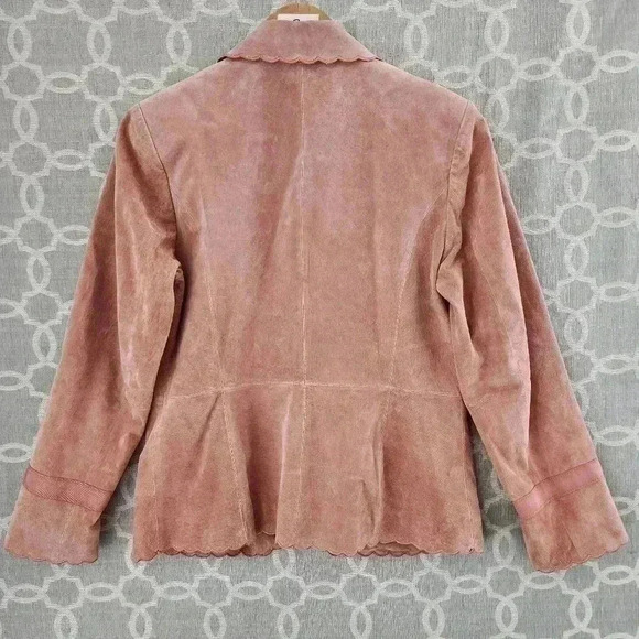 Terry Lewis Classic Luxuries Suede Leather Scallop Orange Rust Blazer PXS - Picture 2 of 9